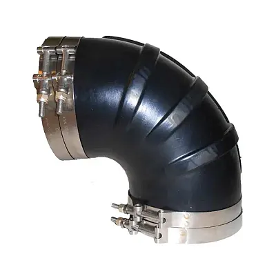 Trident Marine 3" ID 90-Degree EPDM Black Rubber Molded Wet Exhaust Elbow w/4 T-