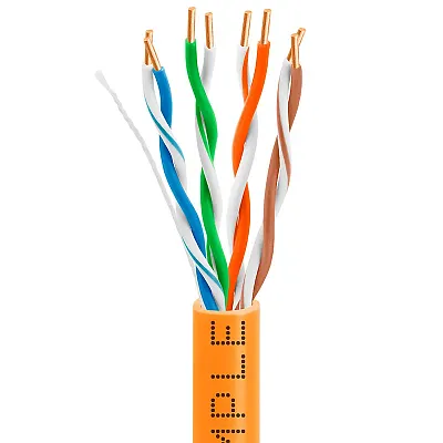 Cmple Cat5E Bulk Ethernet Cable 24Awg Cca 350Mhz 1000 Feet Orange 1012-N