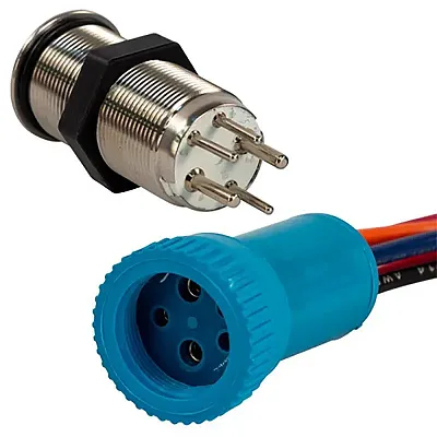 Bluewater 19mm Push Button Switch - Off/(On)/(On) Double Momentary Contact - Blu