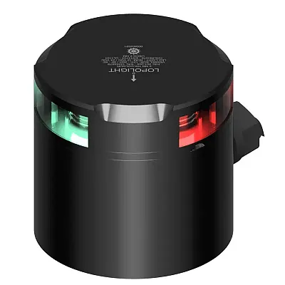 Lopolight Tri-Color Nav Light - 2NM - Black Housing w/IP68 POM Base &amp; Connec