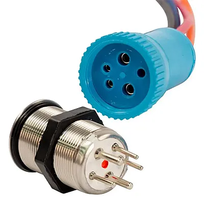 Bluewater 22mm Push Button Switch - Nav/Anc Contact - Blue/Green/Red LED - 4&#039; Le