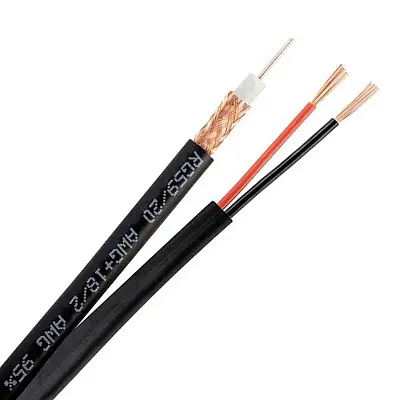 Cmple Siamese Rg59+2Dc 95% Bare Copper Pull Box - 500 Feet Black