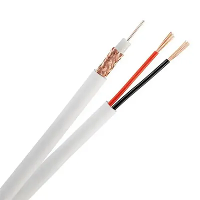Cmple Siamese Rg59+2Dc 95% Bare Copper Pull Box - 500 Feet White