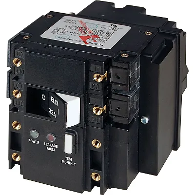 Blue Sea C-Series ELCI Main Circuit Breaker - Double Pole 230V AC 32A