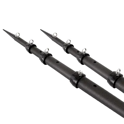 Tigress 15' XD 3K Carbon Fiber Telescoping Outrigger Poles - Matte Black/ Black 