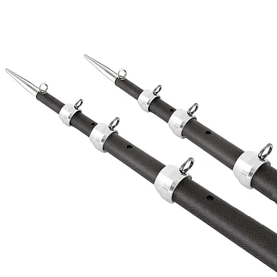 Tigress 15&#039; XD 3K Carbon Fiber Telescoping Outrigger Poles - Matte Black/Silver 