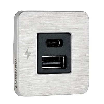 Scanstrut TILE USB-A/USB-C Interior Charging Socket - 12/24V - Stainless Steel B