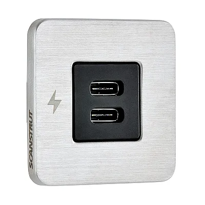 Scanstrut TILE USB-C Interior Charging Socket - 12/24V - Stainless Steel Bezel