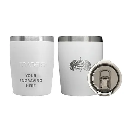 Toadfish Custom Engraved Non-Tipping 10oz Rocks Tumbler - White (MINIMUM ORDER Q