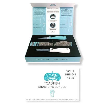 Toadfish Custom Engraved Shucker's Bundle - Teal Put 'Em Back Oyster Knife, Prof
