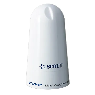 Scout Wave 4" White TV Antenna Omnidirectional 25dB Gain w/10M, 75 ohms, Cable