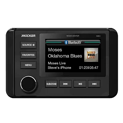 KICKER KMC4 Weather-Resistant Gauge-Style Media Center w/Bluetooth