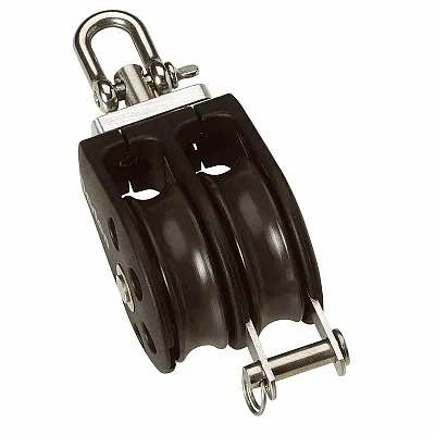 Barton Size 3 45mm Plain Bearing Pulley Block Double Swivel &amp; Becket