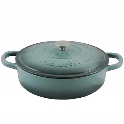 Crock-Pot Artisan Enameled 5 Quart Cast Iron Round Braiser Pan with Self Basting