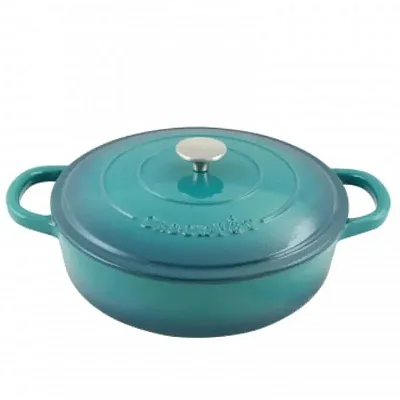 Crock Pot Artisan Enameled Cast Iron 5 Quart Round Braiser Pan with Self Basting