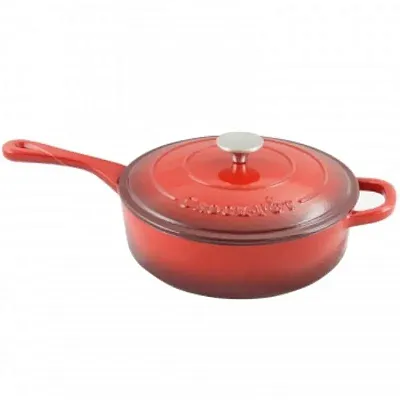 Crock Pot Artisan 3.5 Quart Enameled Cast Iron Deep Saut&eacute; Pan With Self B