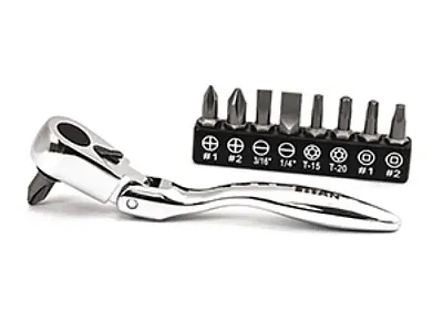 Titan Tools 11212 Titan - 11212 10 Piece Micro Flex Bit Ratchet Set