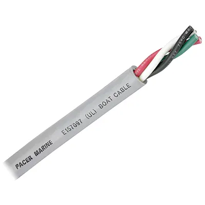 Pacer Round 4 Conductor Cable - 100' &ndash; Grey Jacket - 8/4 AWG - Black, Red,