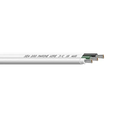 Sea-Dog 16/3 AWG Flat Triplex Wire - White/Green/Black - 250'