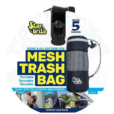 Star brite Mesh Trash Bag w/Locking Suction Cup &amp; Litter Guard Cinch Tie - 5