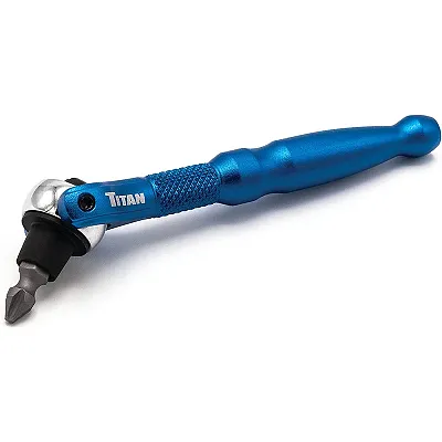 Titan 1/4" Drive Aluminum Swivel Head Ratcheting Micro Bit Driver Blue