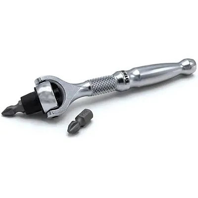 Titan 1/4&quot; Drive Aluminum Swivel Head Micro Ratchet Bit Driver Silver