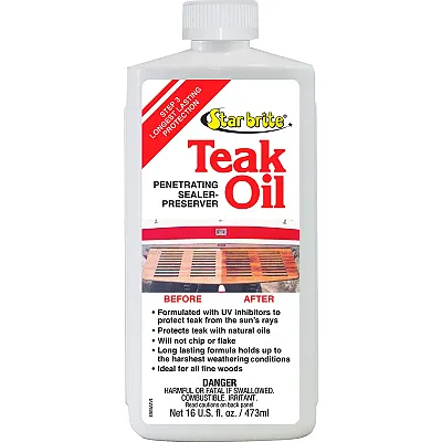 Star brite Teak Oil - Long Lasting, Penetrating, Sealer, &amp; Preserver w/UV In