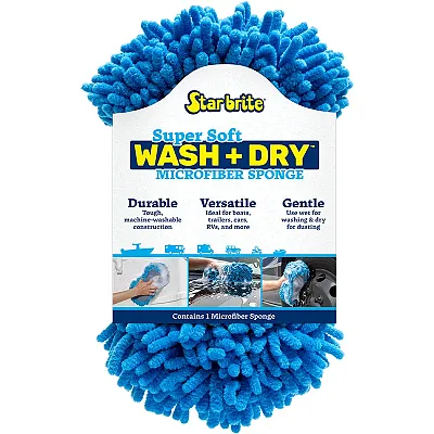 Star brite Microfiber Reggae Sponge - Blue, Dual-Sided Scrubbing &amp; Dusting