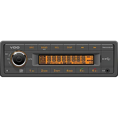 VDO 24V Radio w/FM RDS Tuner MP3/WMA/USB/Bluetooth - Orange Illumination