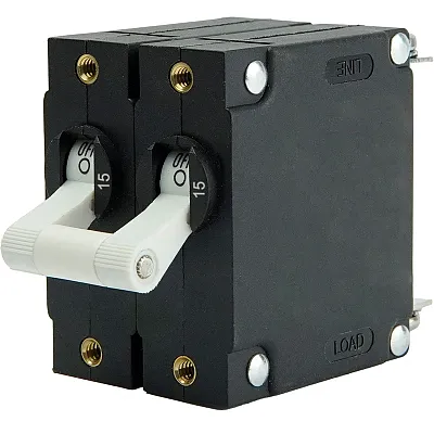 Egis A Series White Toggle Panel Mount Circuit Breaker - Dual Pole 15A