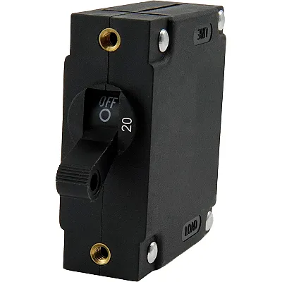 Egis A Series Black Toggle Panel Mount Circuit Breaker - Single Pole 20A