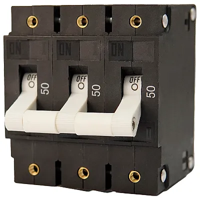 Egis C Series White Toggle Panel Mount Circuit Breaker - Triple Pole 50A