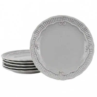Modern Southern Home Capri 6 Piece 9 Inch Stoneware Embossed Dessert Plate Set i