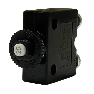 Egis 25A Push Button Panel Mount Circuit Breaker - Screw Terminals