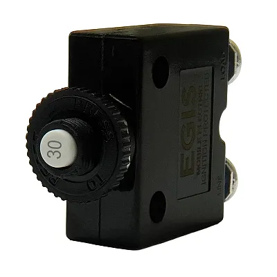 Egis 30A Push Button Panel Mount Circuit Breaker - Screw Terminals