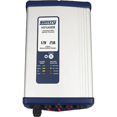 Sentry Voyager Battery Charger 12V - 25A - 115/230V Input - 3 Bank