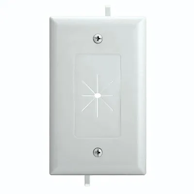 Cmple Cable Plate With Flexible Opening, 1 Gang - White 1231-N