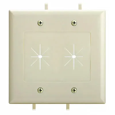 Cmple Cable Plate With Flexible Opening, 2 Gang - Lite Almond 12