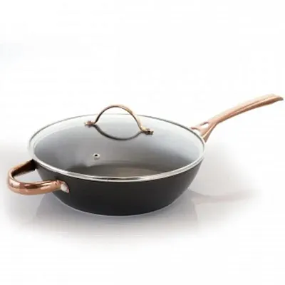 Oster Allsberg 2 Piece 3.5 Quart Aluminum Saute Pan with Lid and Bronze Handles