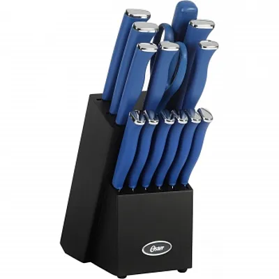 Oster Langmore 15 Piece Stainless Steel Blade Cutlery Set in Dark Blue