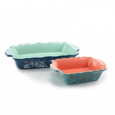 Urban Market Life On The Farm 2 Piece Stoneware Bakeware Pan Set In Assorted Col
