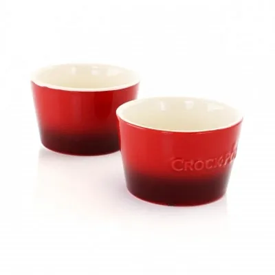 Crock Pot Artisan 2 Piece 8 Ounce Stoneware Ramekin Set in Red