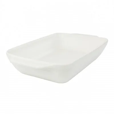Gibson 4 Quart Rectangular Stoneware Baker in White Speckle