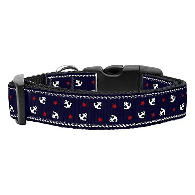 Mirage Pet Products Anchors Nylon Ribbon Dog Collar - MD