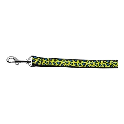 Mirage Pet Products Blue Leopard Print Nylon Ribbon Dog Leash - LG