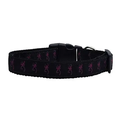 Mirage Pet Products Pink Deer Nylon Ribbon Dog Collar - MD