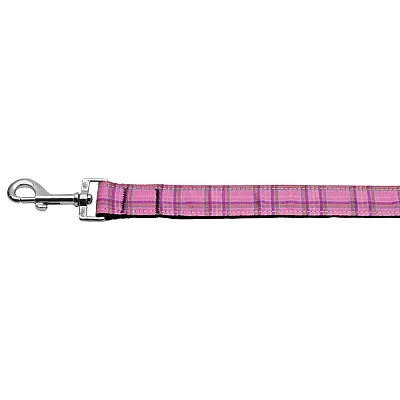 Mirage Pet Products Pink Plaid Nylon Ribbon Dog Leash - LG