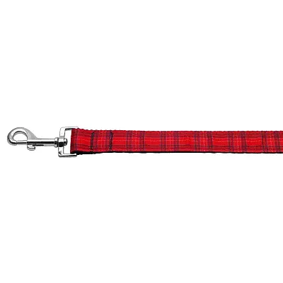 Mirage Pet Products Red Plaid Nylon Ribbon Dog Leash - SM