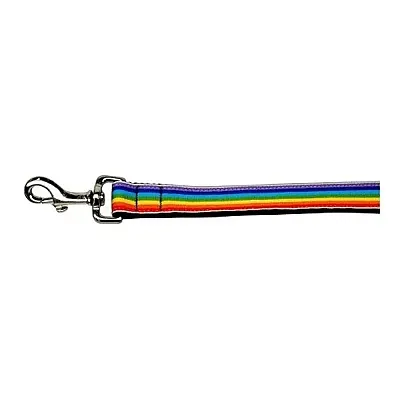 Mirage Pet Products Rainbow Striped Nylon Ribbon Dog Leash - LG
