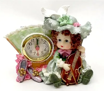 Novelties & Gifts 1256138A-G Victorian Resin Clock - Girl Musici